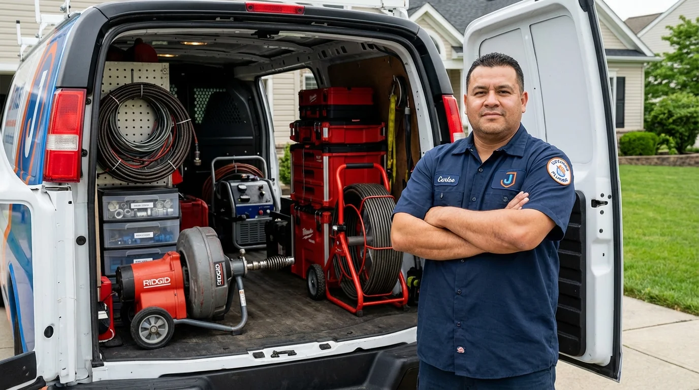 Professional drain cleaning equipment and Johns Plumbing LLC plumber in Conshohocken
