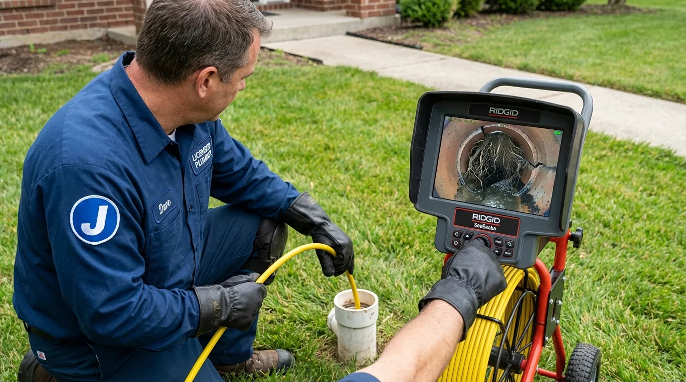 Sewer camera inspection being performed by Johns Plumbing LLC in Conshohocken